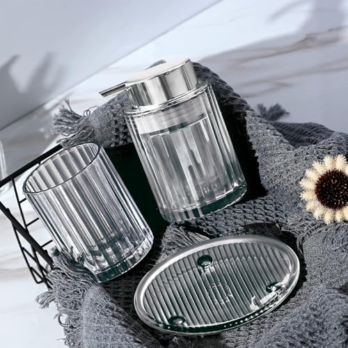 CERBIOR Bathroom Accessories Set, 4 PCS Glass Bathroom Set,Silver Grey - Image 7