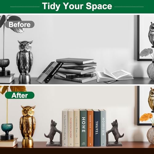 Horse Decorative Bookend Vintage Cast Iron Decor Heavy Book Ends Door Stop Unique Horse Head Statues Home Decor, Ideal for Reading Room Living Library Office Shelf Desk Decor (Terrier) - Image 5
