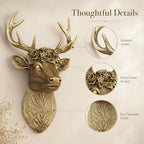 GUSFREUD Vintage Animal Head Wall Decor - 13" Resin Deer Head Wall Art For Home Decor, Gold Deer Wall Sculptures for Living Room, Bedroom, Kitchen, Unique Gift Idea - Image 5