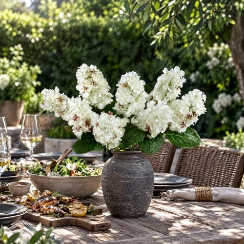 Ttranewsoo Hydrangea Artificial Flowers,Fall Hydrangeas Artificial Flowers, Fake Fall Dried Hydrangea Decoration,Faux Silk Flower with Stems Winter Decor Without Vase White 8PCS - Image 6