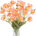 Artificial Poppies, Coralline Silk Poppies Artificial Flowers - 24x Blooming California Poppy Flower Artificial Plus 8X Buds for Home Decoration, COCO8 by Glamrce