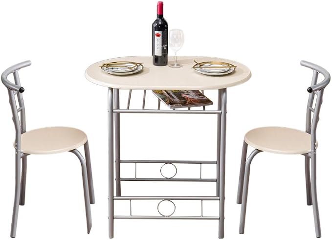 VINGLI 3 Piece Dining Set, Small Kitchen Table Set by VINGLI