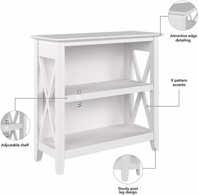 Bush Home Key West Small 2 Shelf Bookcase in Pure White Oak, Compact Home - Image 9