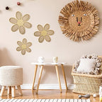 Maitys 3 Pcs Boho Daisy Flower Wall Decor Nursery Art, Wooden Color - Image 4