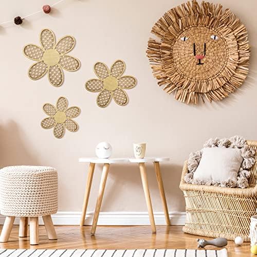Maitys 3 Pcs Boho Daisy Flower Wall Decor Nursery Art, Wooden Color - Image 4