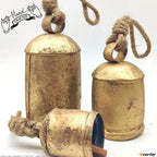 Handicrafts Vintage Rustic Metal Harmony Cow Bells Set of 3 Huge Rustic Christmas Handmade Bells On Jute Rope - Image 4