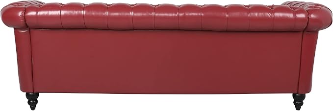 LEVNARY Chesterfield Sofa, Classic Tufted Upholstered Leather Couch, Modern 3 - Image 7