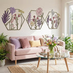 Peryiter 3Pcs Metal Flower Wall Decor Minimalist Floral Hanging, Colorful by Peryiter