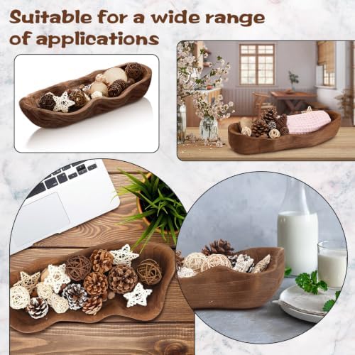 Nuogo 16 Inch Wooden Wavy Edge Dough Bowl Supplies, Brown - Image 5