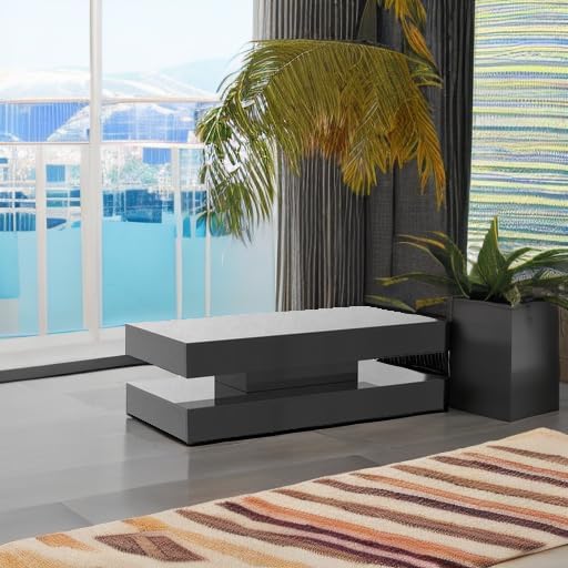 Uspeedy 47.3in Large High Glossy LED Coffee Table - Image 5