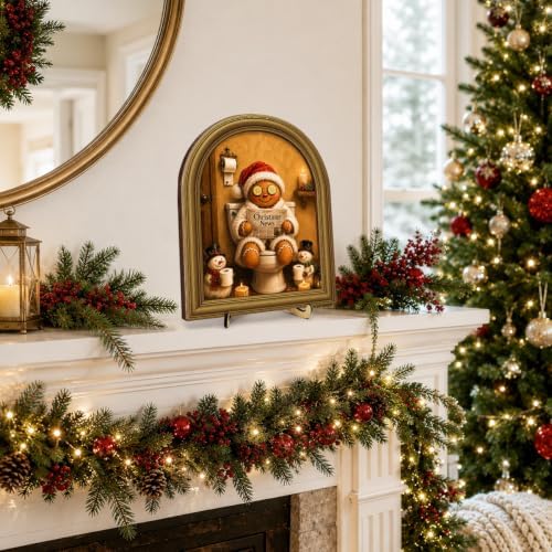 Christmas Bathroom Decor Funny Gingerbread Snowman Wall Art Table Decor - Image 4