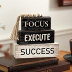 Yuntau 4 Pcs Motivational Desk Decor Wood Block Signs Focus Execute Success - Image 2