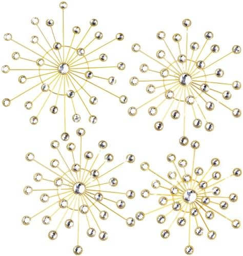 Blulu 4 Pcs Gold Wall Decor Starburst Metal Wall Art with 3D Rhinestone - Image 2