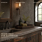 EOSAHR Pine Wood Decorative Tray: Serving Tray for Kitchen Counter,OldBlack - Image 4