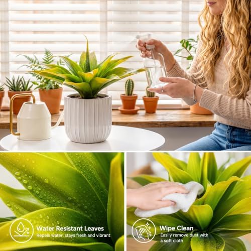 Artificial Agave Faux Agave 12.2In Fake Greenery Outdoor Artificial Plant Fake Plant for Indoor Home Decoration Plastic Plant Outdoor Decor Front Porch Decor Simulation Plants(Yellow,2Pack) - Image 3