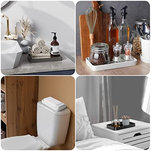 Gurygo 10" Bathroom Countertop and Vanity Tray - Kitchen Tray for Soap Bottles - Ceramic Vanity Tray for Bathroom Counter Organization - Kitchen Tray(White, Set/1) - Image 6