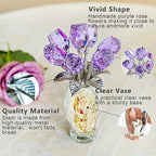 Purple Crystal Rose Flower Figurine Collectible Table Centerpiece Decor - Image 2