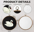 Vintage Swan Wall Art, Swan Decor, Printed Canvas Wall Hanging for Bedroom Kitchen Home Office, Round Wall Decoration, Bedroom Wall Decor, Living Room Wall Art, Circular Wall Hanging with Hooks,10 - Image 2