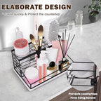 Hair Tool Organizer, Movable Hair Dryer Holder, Hair Styling Tools Storage for Vanity, Bath Counter Organizer, Bathroom Trays for Hair Toiletry, Makeup (12" x 7.7" x 5.8", Marble-Black) - Image 3