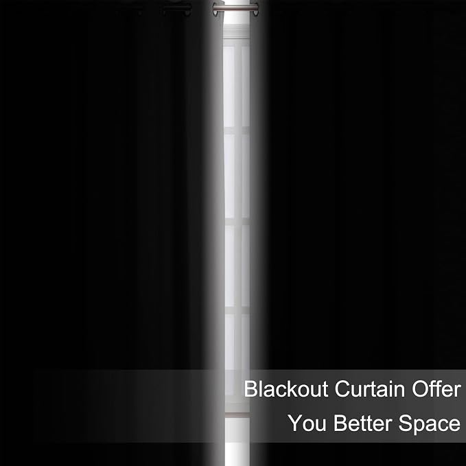 Blackout Curtains 52 x 90 Inch Long Light Grey Curtains Set of 2 Panels Room - Image 3