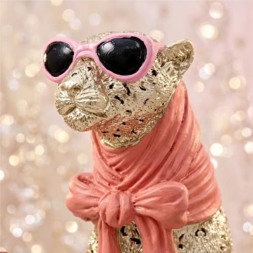 Gold Cheetah Statue Resin Leopard Figurine Home Decor Sculpture - Image 3