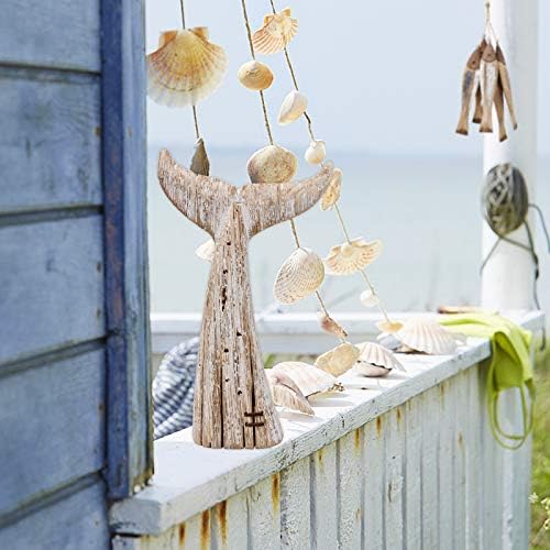 Rustic Wood Whale Tail Decor Nautical Tabletop Decor Beach Coastal Themed - Image 2