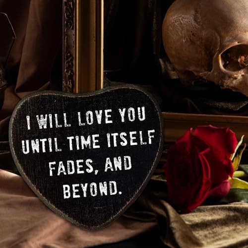 Gothic Wall Decor - I Will Love You - Black Heart Wooden Wall Art Decor - Image 5
