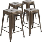 Flash Furniture Lily 24" High Metal Counter-Height, Indoor Bar Stool in Gun by FlashFurniture
