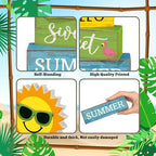 Yuntau 4 Pcs Summer Tiered Tray Decor Hello Sweet Summer Wood Block Signs - Image 5