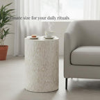 PEMAR Mother of Pearl Cylinder Drum End Table Nacre Side Stool Round Accent - Image 4