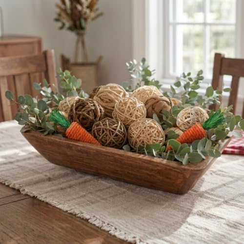 Rattan Balls for Bowl Filler Decor, 8 Balls + 2 Carrots, 2.8-4.7" - Image 6