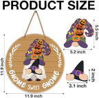 Interchangeable Gnome Welcome Sign Fall Halloween Door Decor, Tan - Image 2