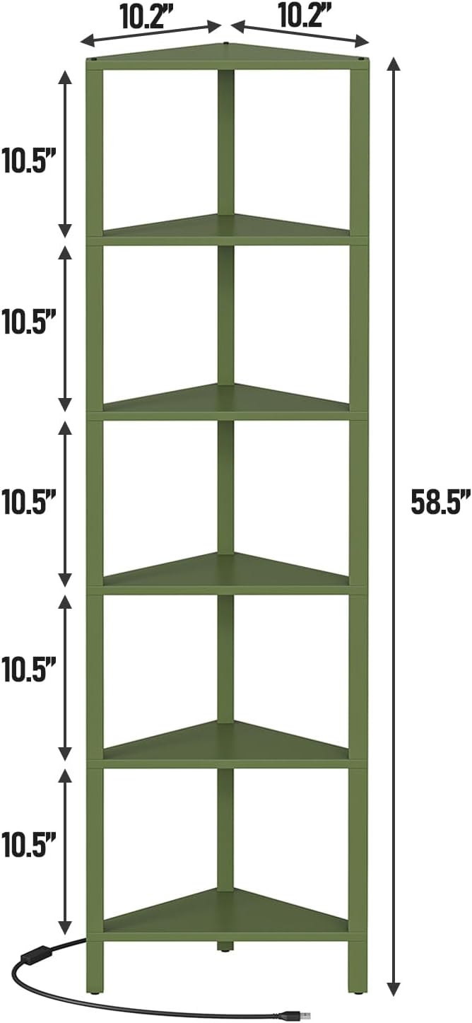 TUTOTAK Corner Shelf with LED Light, 6-Tier Corner Bookshelf - Image 2