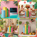 Lineshading 4 Pcs Summer Table Decoration Wooden Book Hawaii Beach Sign - Image 5