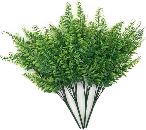 CATTREE Artificial Ferns Shrubs Fake Fern Leaves Boston Grass 8 Pack, Plastic Greenery Plants Bushes for Home Indoor Outdoor Garden Verandah Kitchen Planter Filler DIY Wedding Party Decoration 8 Pcs - Image 6
