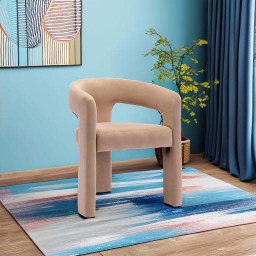 RIVOVA Modern Barrel Dining Chair, Velvet Upholstered Accent Side Chair - Image 5