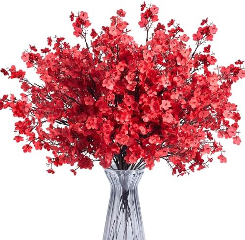 SITUMEIZI 6Pcs Red Artificial Baby's Breath Flowers 19.3 Inch Silk Gypsophila Bundles Real Touch Fake Flowers for Wedding, Home Decor, Fall Centerpieces DIY Floral Arrangement by SITUMEIZI