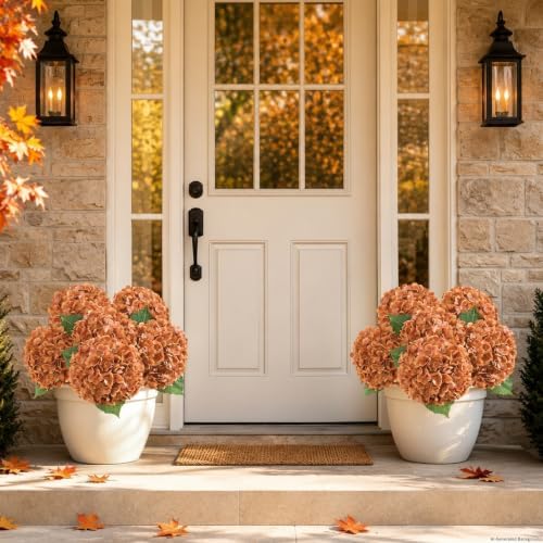 4 Pcs Real Touch Hydrangea Artificial Flowers, 21" Fake Flowers, Brown - Image 5