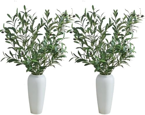 4 PCS 39 Inch Faux Olive Branches Artificial Flowers Greenery Stems Olive Tree Branch for Vase Filler Home Decor Indoor by VICROL