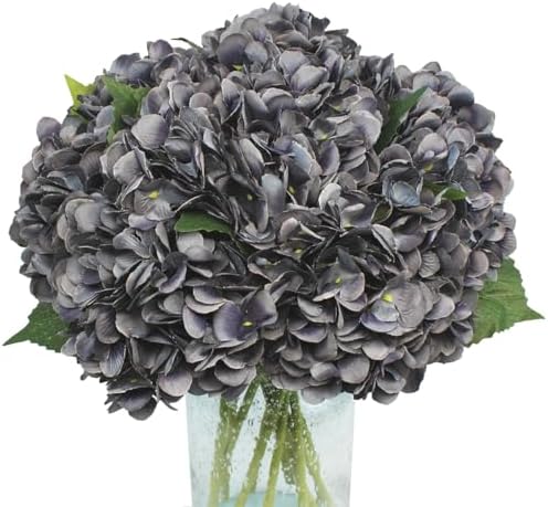 6Pcs 18" Grey Silk Hydrangea Artificial Flowers by Blooming+Paradise