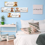 4 Pcs Highland Cow Wall Decor, Positive Affirmations Wall Art Decor, Inspirational Wooden Signs, Highland Cow Wall Art Hanging Plaques, Perfect for Girls Bedroom, Bathroom, Living Room - Image 4