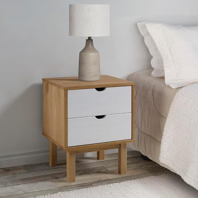 Scandinavian Style Bedside Cabinet, Engineered Wood, 15.4" x 17.7" x 22.4" by Unknown