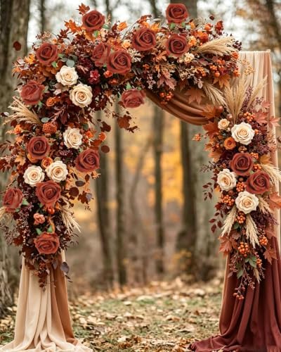 Coferset 50pcs Velvet Artificial Roses Flowers in Bulk,Burnt Orange - Image 3