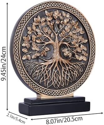 Abstract Circular Tree of Life Decorative Sculpture, Black and Gold Home Decor, Modern Art Home Accent Suitable for Office Shelves, Coffee Tables, and Above Cabinet Decorative Statue. - Image 2