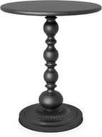 Funecy Metal Small End Table, Vintage Matte Black Round Side Table Nightstand by Funecy