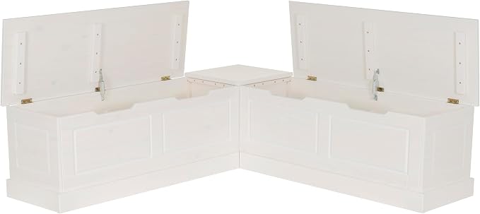 Linon Harris White Solid Pine Backless Nook - Image 9