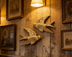 AMOIENSIS 4.75 Inch Gold Swallow Bird Wall Sculpture Set of 2 - Image 4