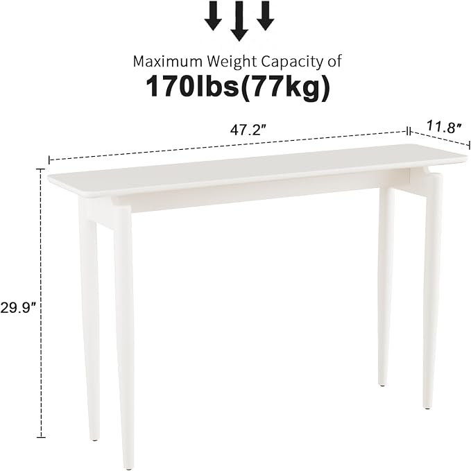 AQIMUELE Wood Console Table White Entryway Table, Thin Console Table, Sofa - Image 2