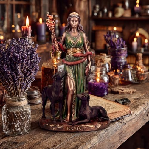 RattanView Hecate Statue, Greek Goddess with Hounds, Resin Statue - Image 6