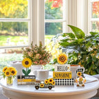 11 Pcs Sunflower Table Centerpiece Decorations, Wooden Stacked Sign - Image 6
